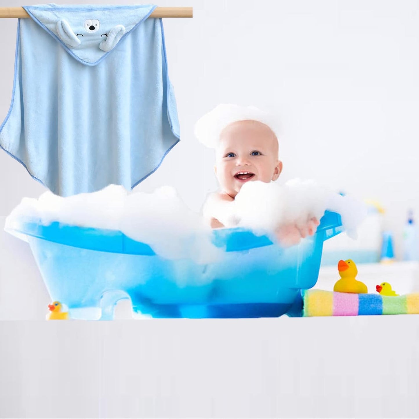 Hooded Baby Towel, Baby Bath Towels with Hood,Unique Animal Design Baby Towel with Hood Soft Absorbent Baby Bath Towels, for Newborn Baby Boy and Girl (Grey), 80 X 80 Cm