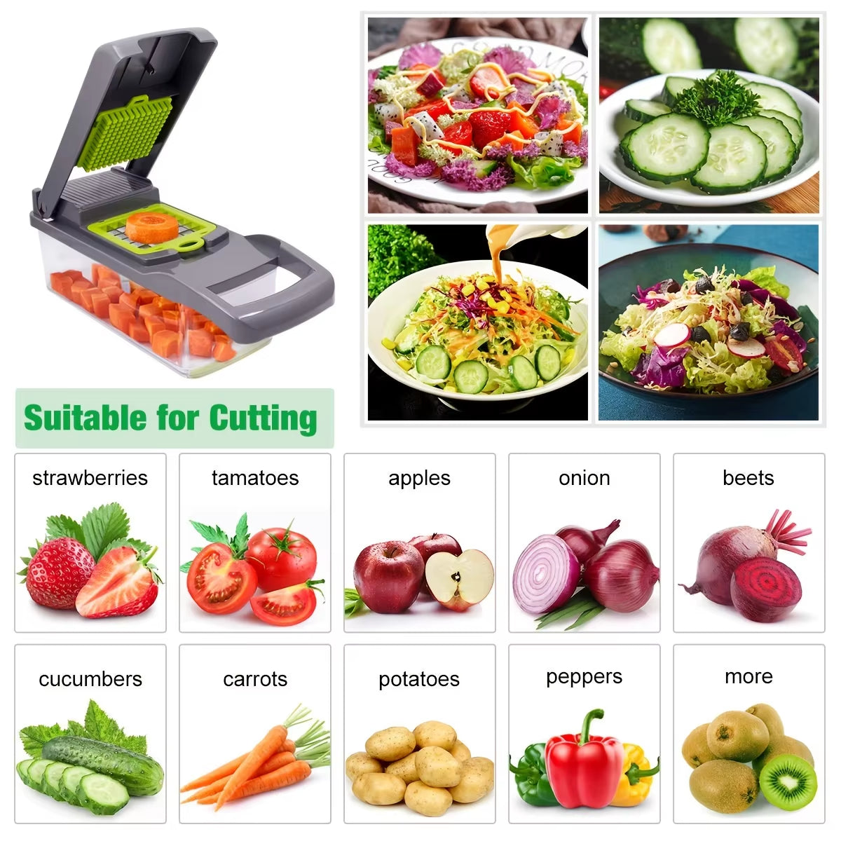 14 Pieces/Set Vegetable Chopper Multifunctional Vegetable Cutter Potato Shred Planer Kitchen Vegetable Convenient Cutting Tool