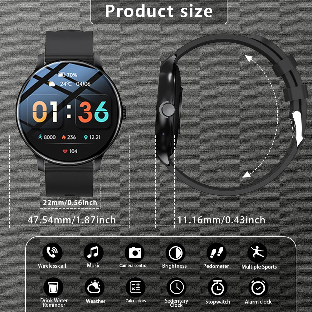 New Smart Watch Women'S Men'S Full Touch Screen Bluetooth Talk Sports Fitness Tracker Heart Rate Monitor Smart Watch