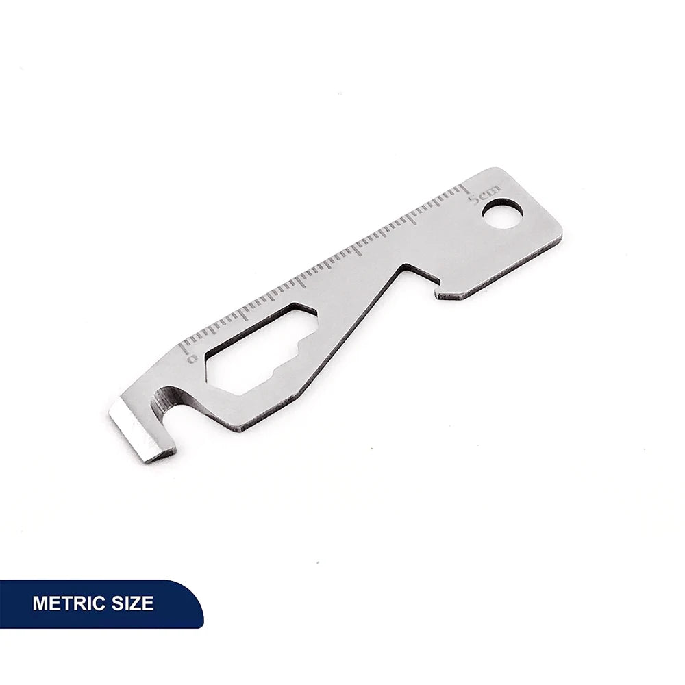 Inch/Metric 10 in 1 EDC Pocket Survival Tool Camping Screwdriver Bottle Opener Ruler Key Chain Outdoor Tools for Hiking Fishing