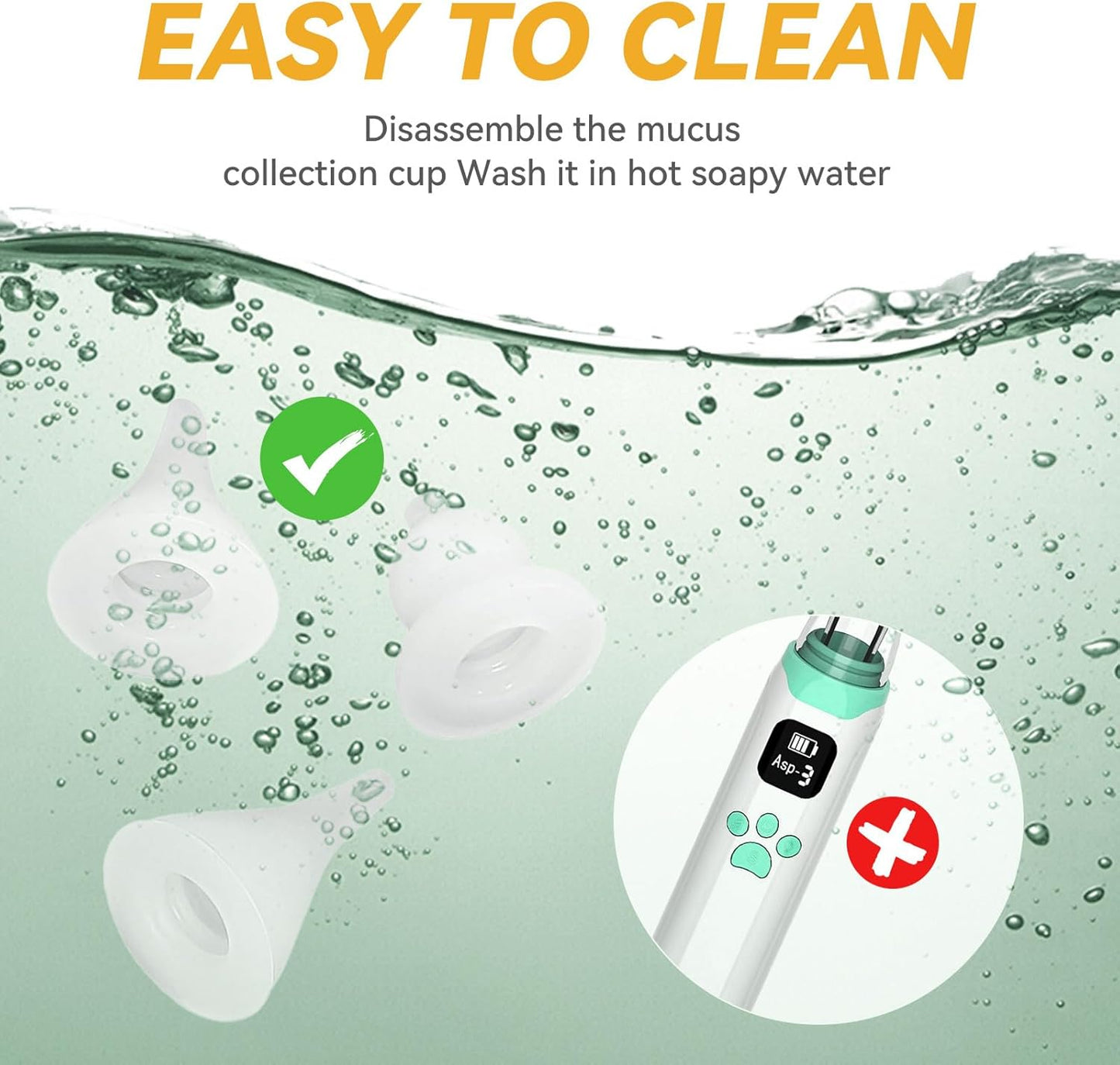 Electric Baby Nasal Aspirator, Baby Nose Cleaner, Baby Nose Sucker Vacuum Cleaner, Rechargeable Nose Cleaner with 3 Silicone Nozzles and 3 Suction Levels, White Green