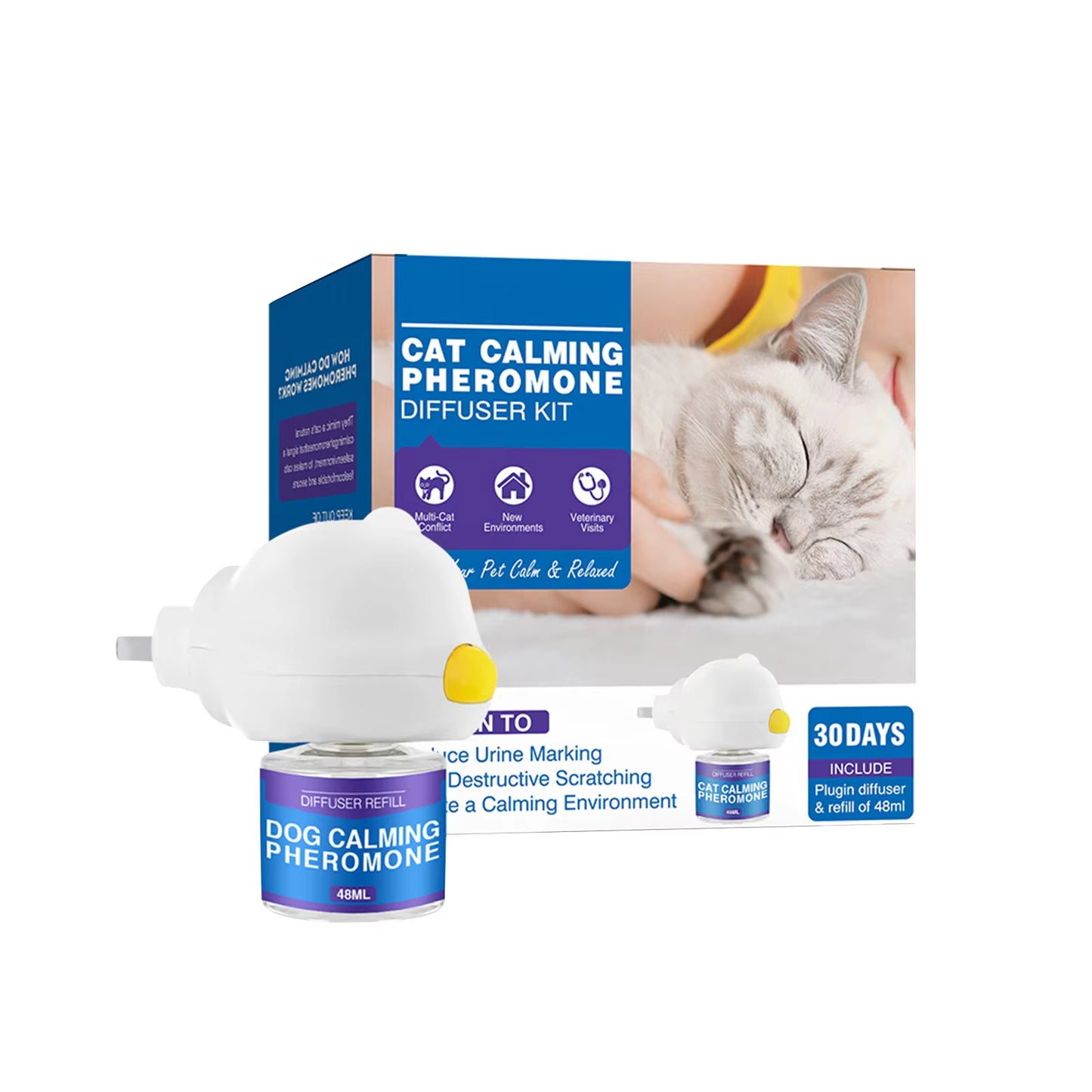 48/96Ml Calming Diffuser Comfort Natural Pheromone Diffuser Calming Pheromone Long Lasting Calming Diffuser for Cats, Dogs