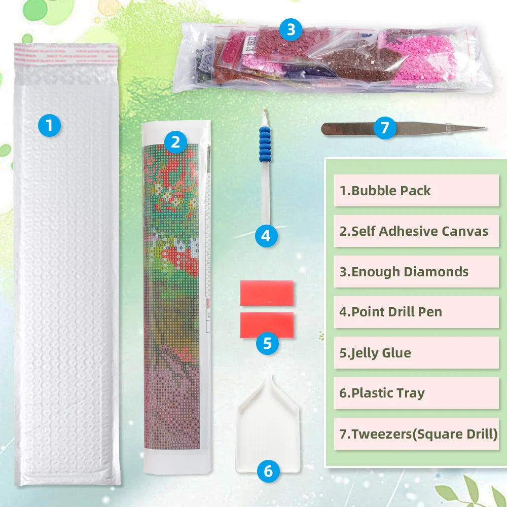 5D DIY Diamond Mosaic House Street Complete Kit Painting Pink Scenery New 2024 Embroidery Full Display Gifts for Women