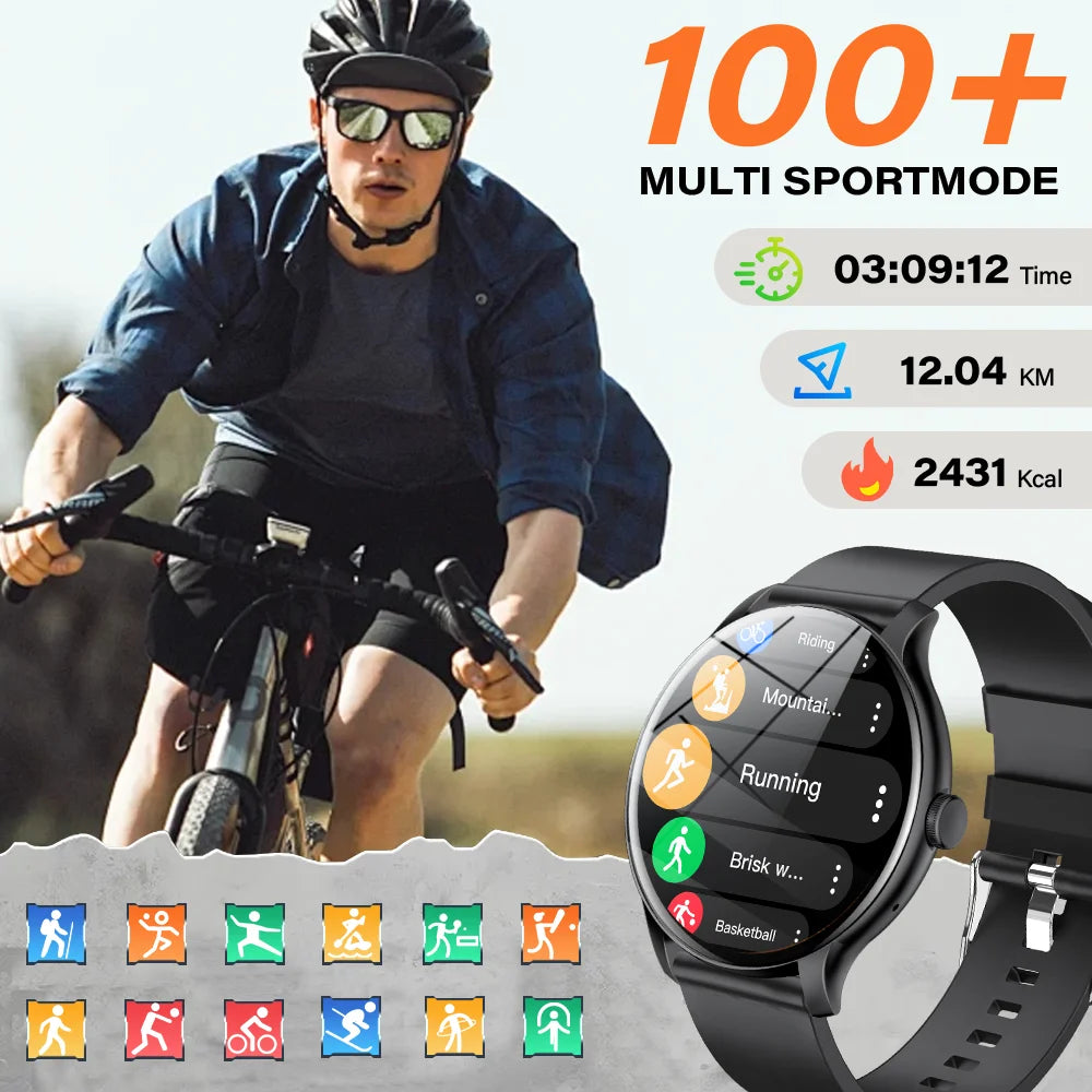 New Smart Watch Women'S Men'S Full Touch Screen Bluetooth Talk Sports Fitness Tracker Heart Rate Monitor Smart Watch