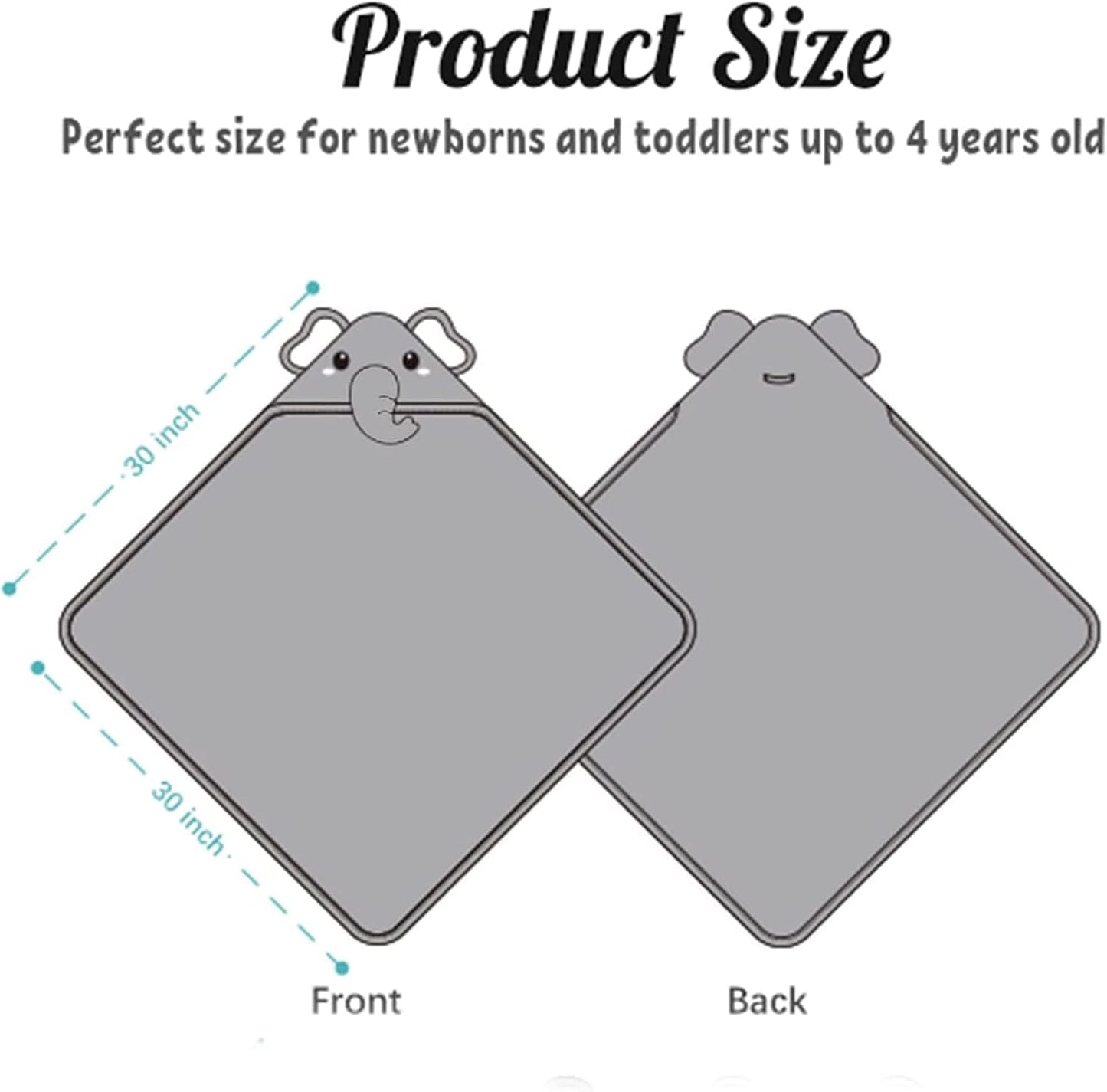 Hooded Baby Towel, Baby Bath Towels with Hood,Unique Animal Design Baby Towel with Hood Soft Absorbent Baby Bath Towels, for Newborn Baby Boy and Girl (Grey), 80 X 80 Cm
