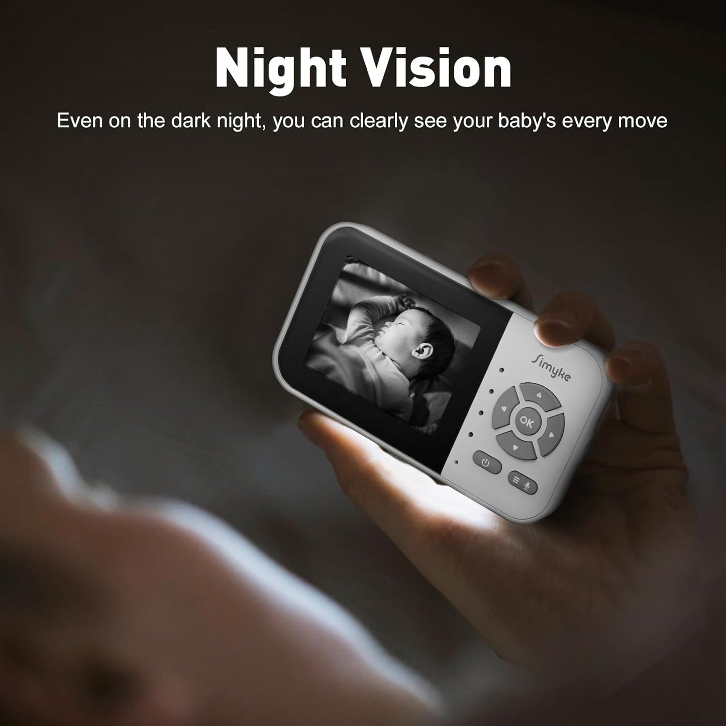 Baby Video Monitor, Wifi Baby Camera, 2.8" Screen & App Control, 1000Ft Range, 2-Way Talk, Auto Night Vision, Alert