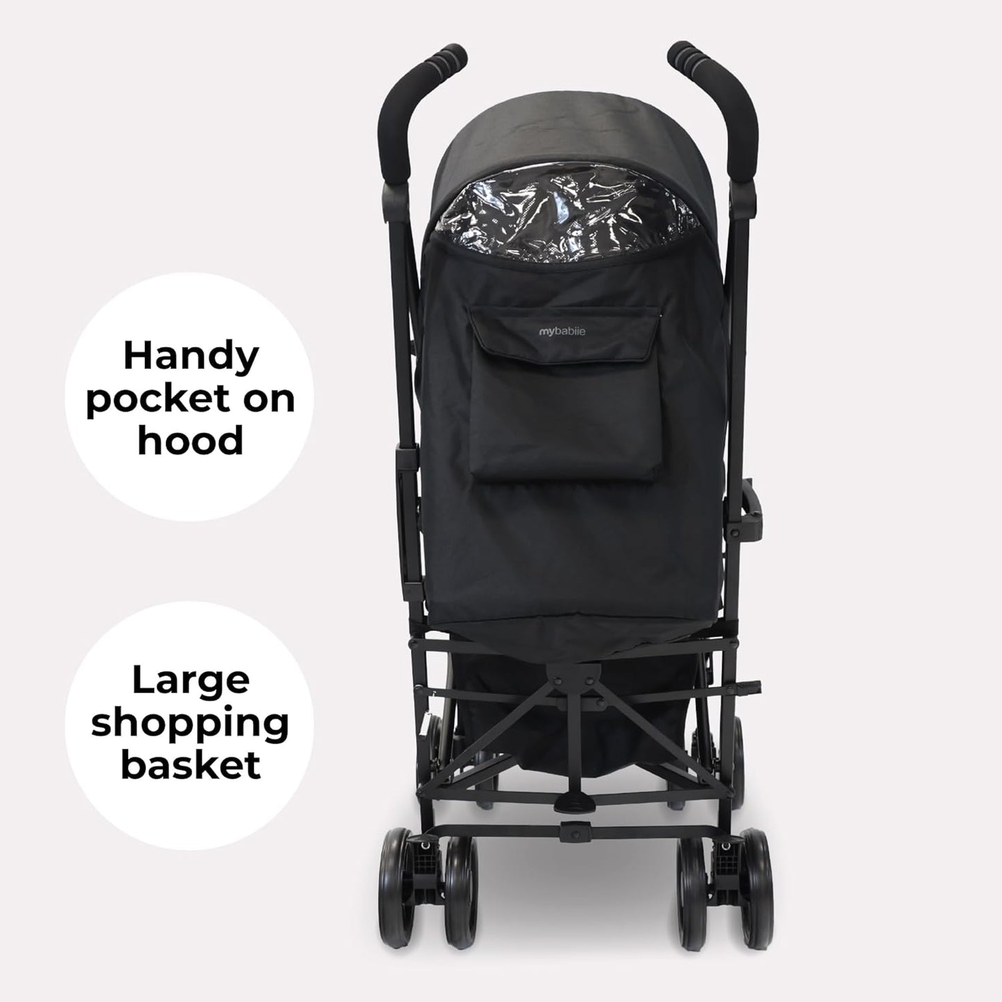 Stroller - from Birth to 4 Years (22Kg), Lightweight & Compact Umbrella Fold, Travel Buggy for Toddlers - Black & Grey