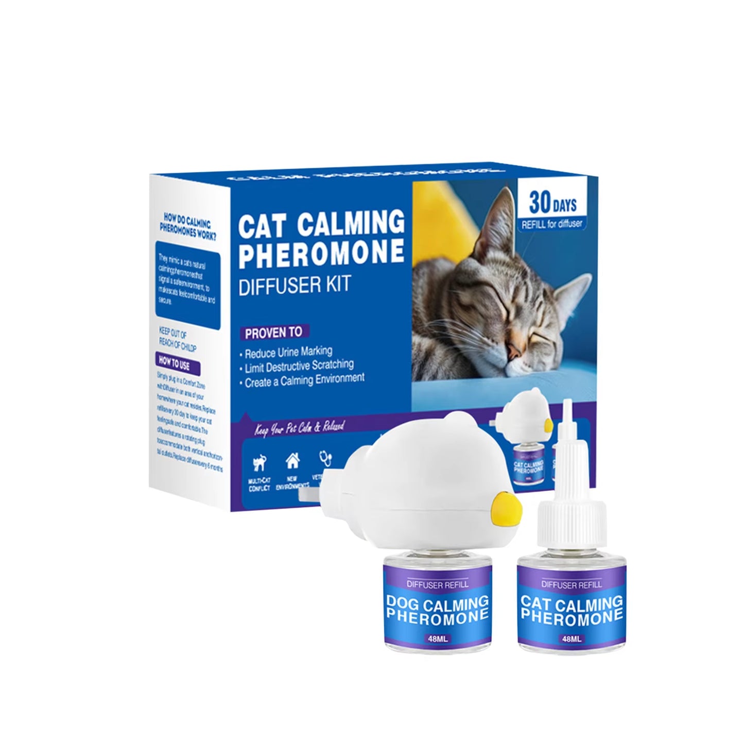 48/96Ml Calming Diffuser Comfort Natural Pheromone Diffuser Calming Pheromone Long Lasting Calming Diffuser for Cats, Dogs