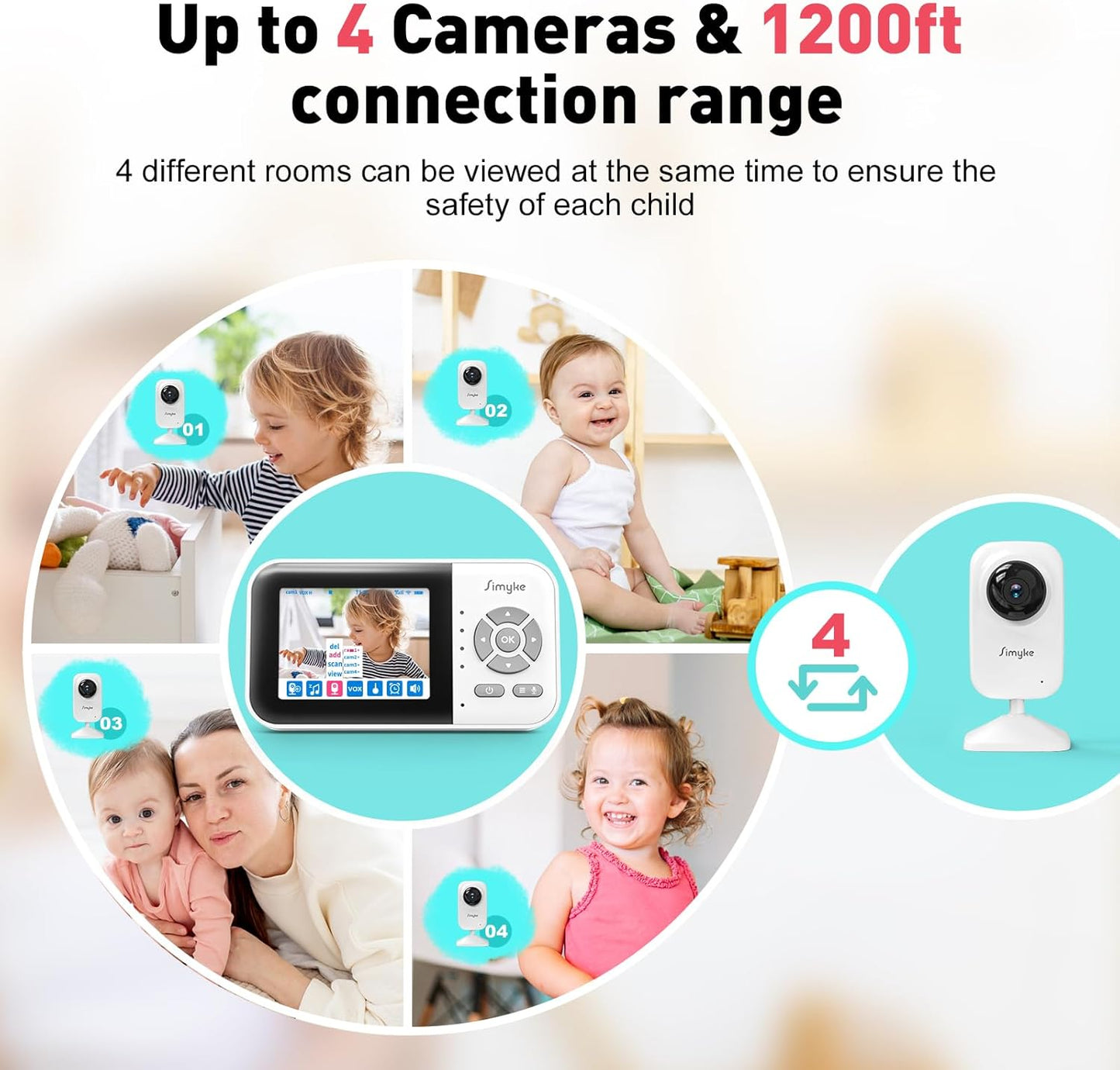 Baby Video Monitor, Wifi Baby Camera, 2.8" Screen & App Control, 1000Ft Range, 2-Way Talk, Auto Night Vision, Alert