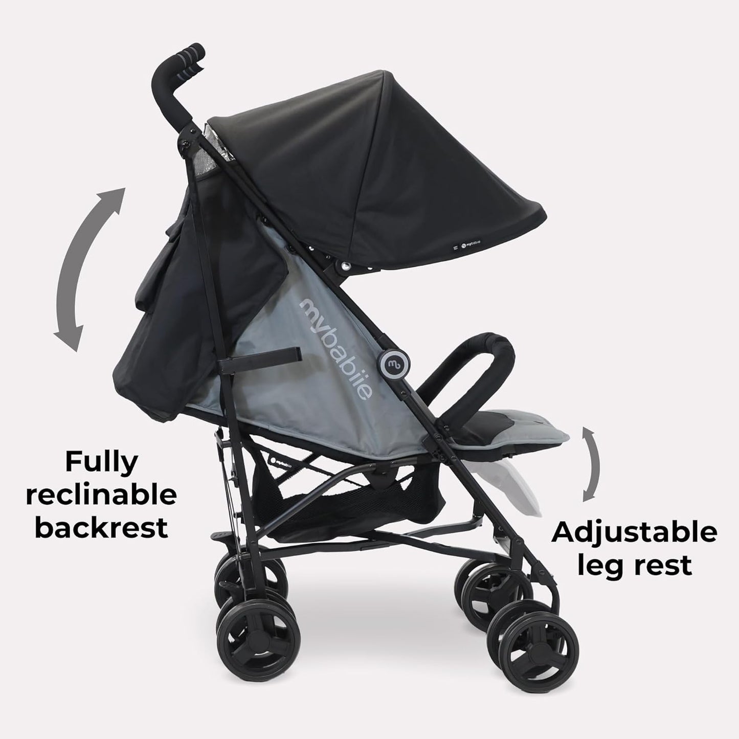 Stroller - from Birth to 4 Years (22Kg), Lightweight & Compact Umbrella Fold, Travel Buggy for Toddlers - Black & Grey