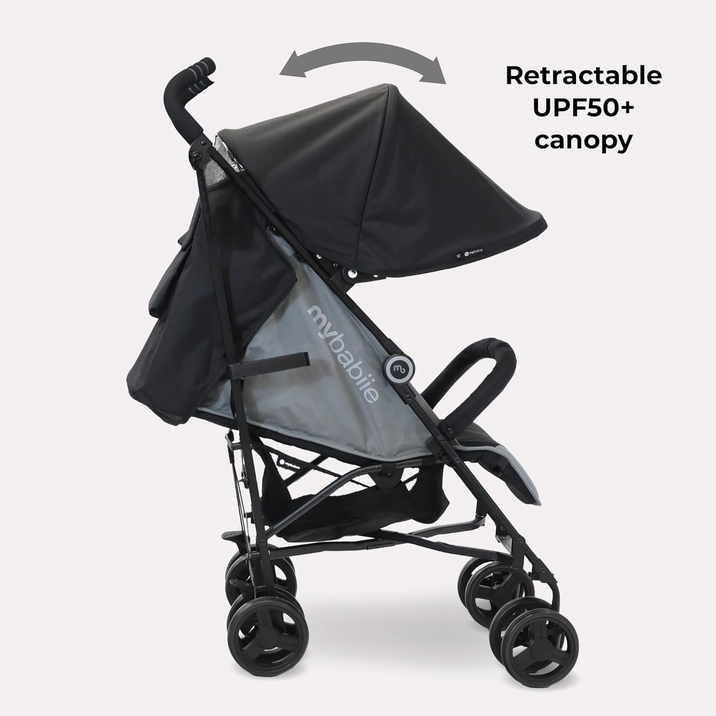 Stroller - from Birth to 4 Years (22Kg), Lightweight & Compact Umbrella Fold, Travel Buggy for Toddlers - Black & Grey