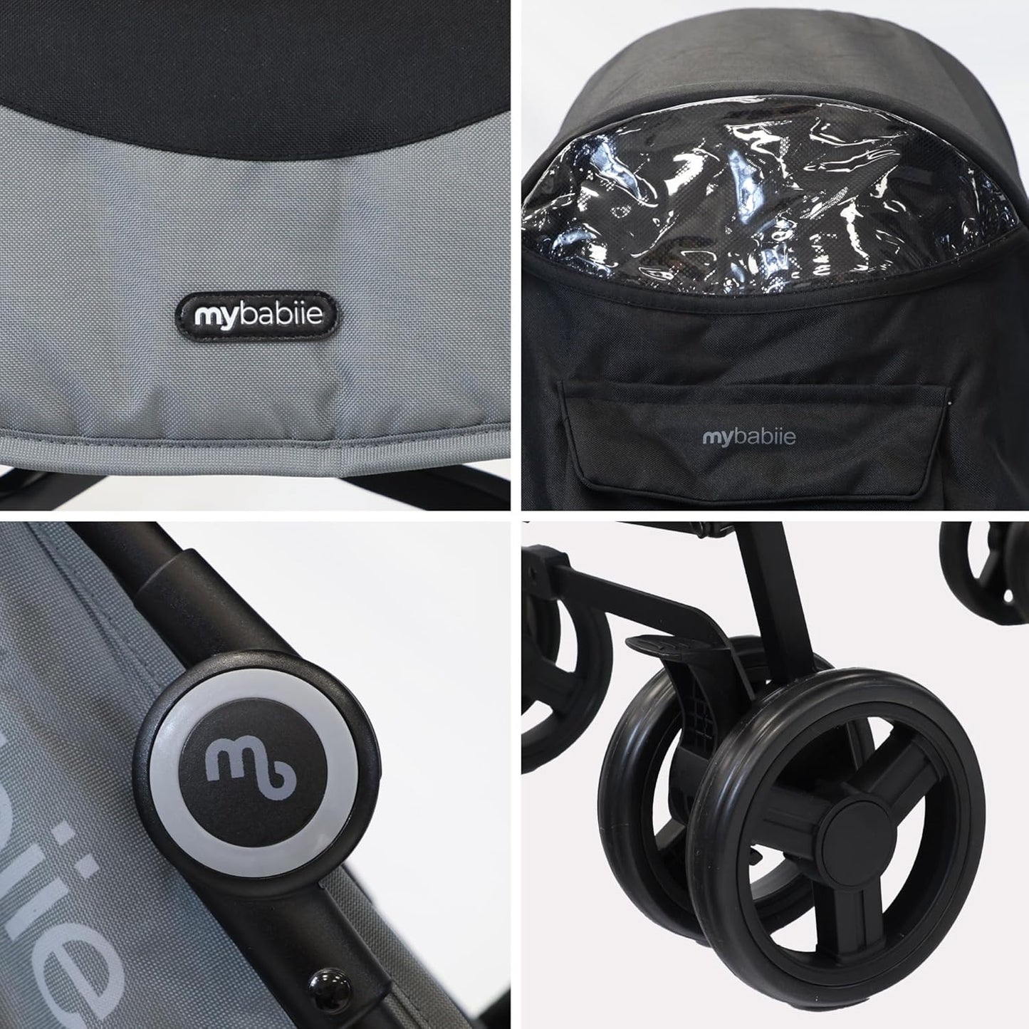 Stroller - from Birth to 4 Years (22Kg), Lightweight & Compact Umbrella Fold, Travel Buggy for Toddlers - Black & Grey