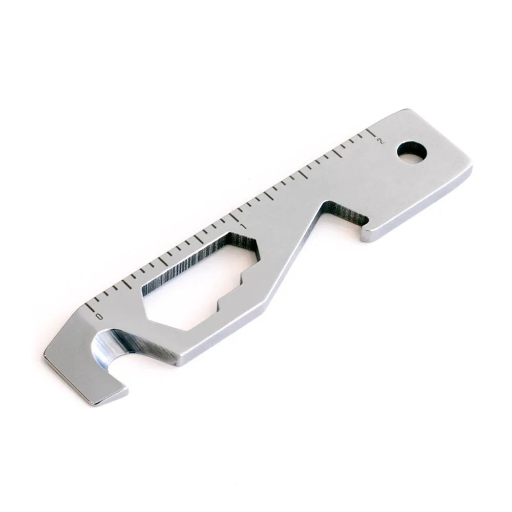 Inch/Metric 10 in 1 EDC Pocket Survival Tool Camping Screwdriver Bottle Opener Ruler Key Chain Outdoor Tools for Hiking Fishing