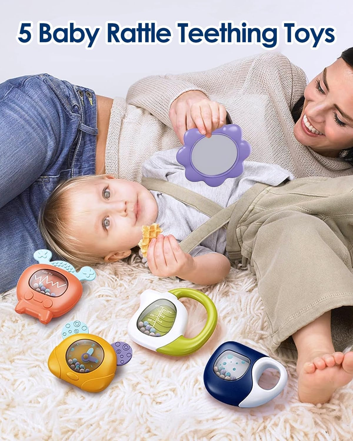 Baby Play Mat Baby Gym,Funny Play Piano Tummy Time Baby Activity Mat with 5 Infant Sensory Baby Toys, Music and Lights Boy & Girl Gifts for Newborn Baby 0 to 3 6 9 12 Months (Blue Tiger)