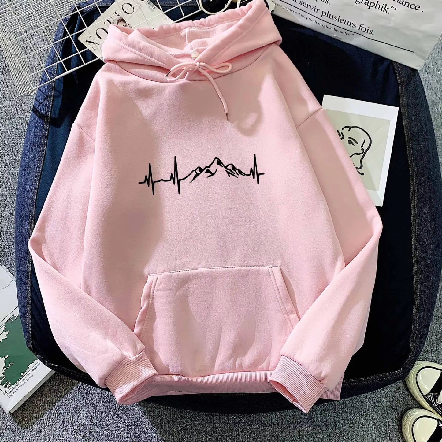 Spring/Fall Men'S and Women'S Hooded Sweatshirts Street Wear Running Sweatshirts Casual Tops Baggy Jumpers