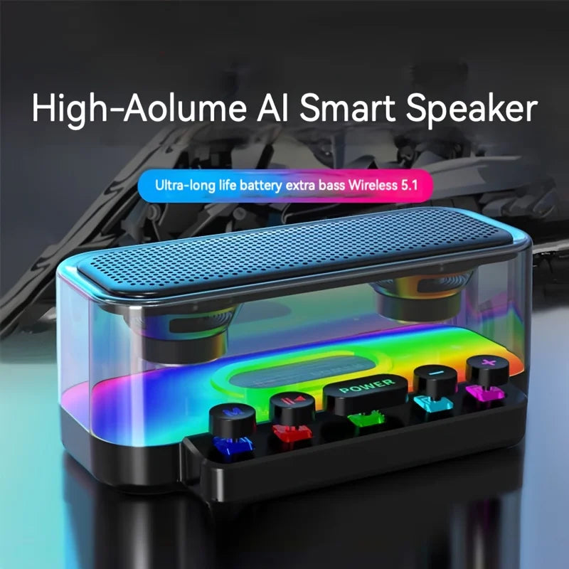Portable Wireless Bluetooth Speaker with Colorful Lights Hifi Transparent Speaker for Living Room/Bedroom/Party with Bluetooth
