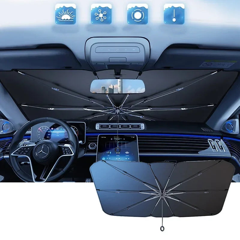 Car Foldable Windshield Sun Shade Umbrella Car Sunshade Front Window Cover for UV Ray Block & Sun Heat Car Sunshade Umbrella