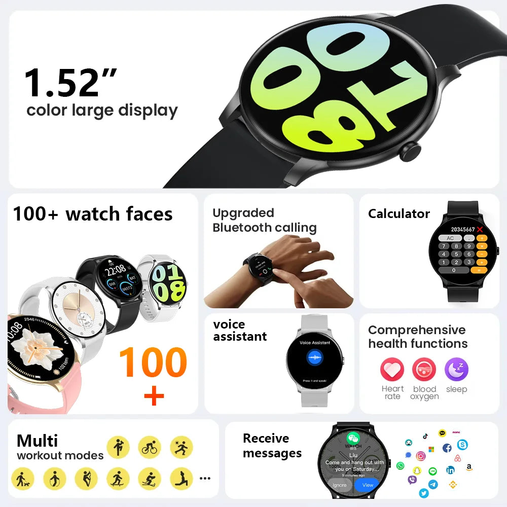 New Smart Watch Women'S Men'S Full Touch Screen Bluetooth Talk Sports Fitness Tracker Heart Rate Monitor Smart Watch