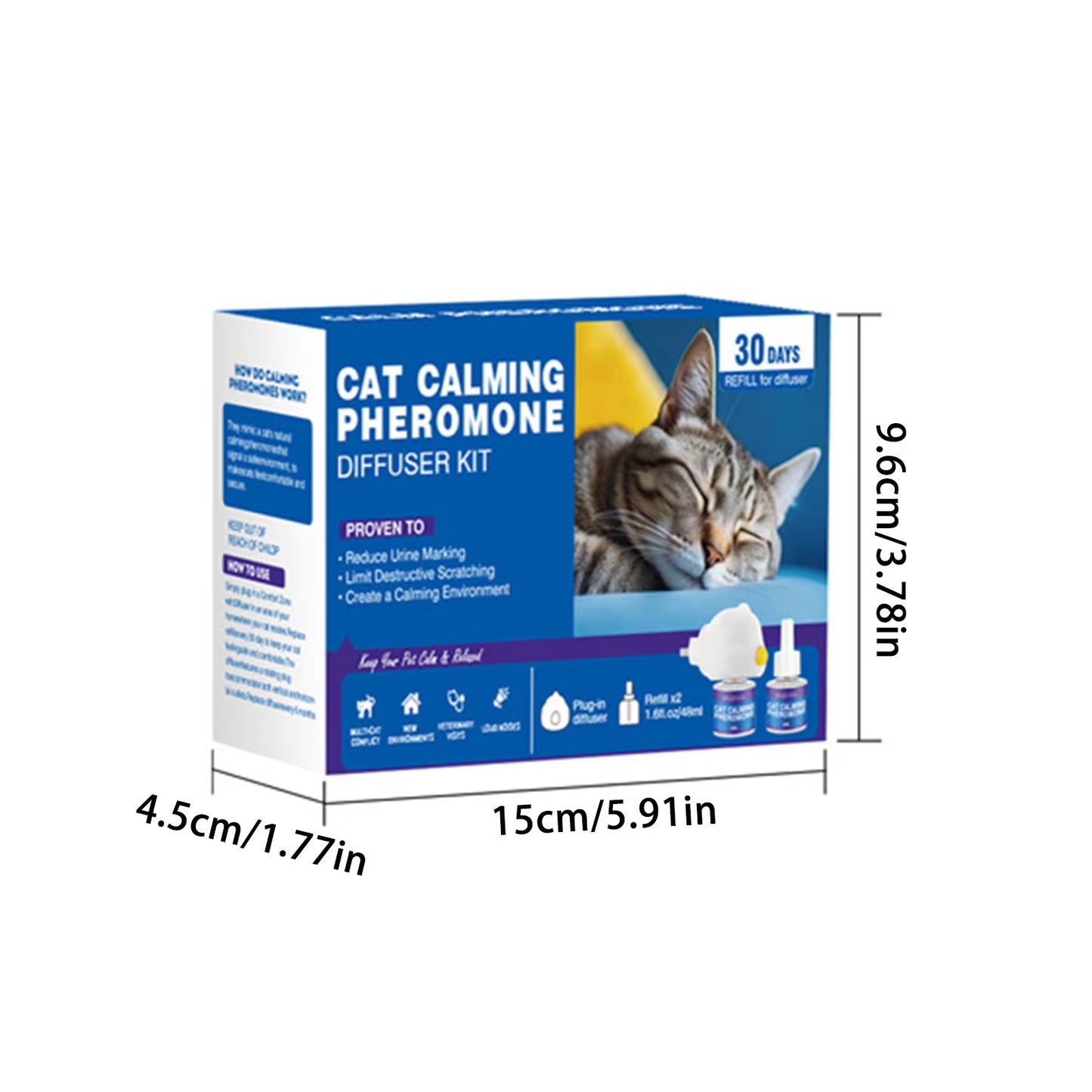 48/96Ml Calming Diffuser Comfort Natural Pheromone Diffuser Calming Pheromone Long Lasting Calming Diffuser for Cats, Dogs