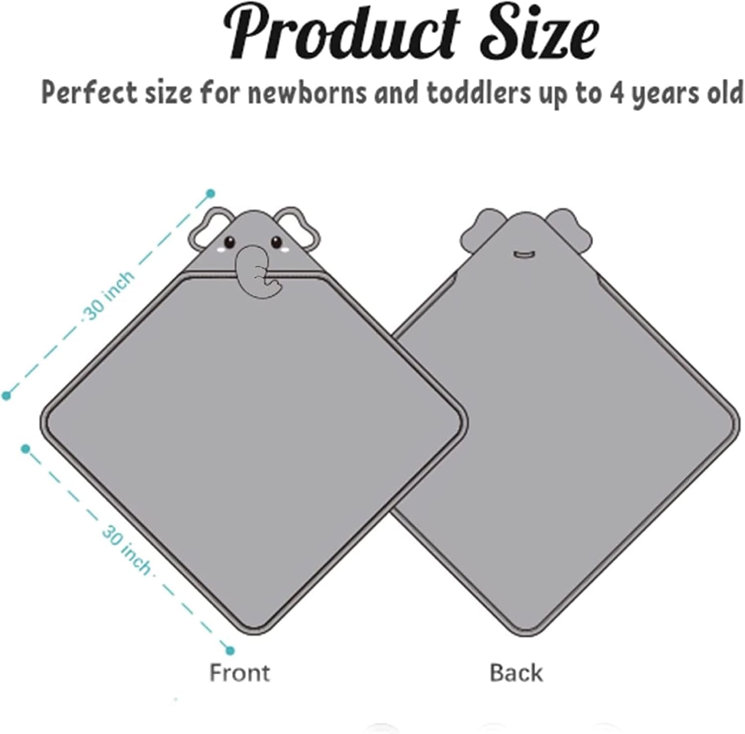 Hooded Baby Towel, Baby Bath Towels with Hood,Unique Animal Design Baby Towel with Hood Soft Absorbent Baby Bath Towels, for Newborn Baby Boy and Girl (Grey), 80 X 80 Cm