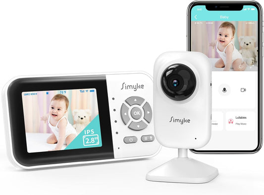 Baby Video Monitor, Wifi Baby Camera, 2.8" Screen & App Control, 1000Ft Range, 2-Way Talk, Auto Night Vision, Alert