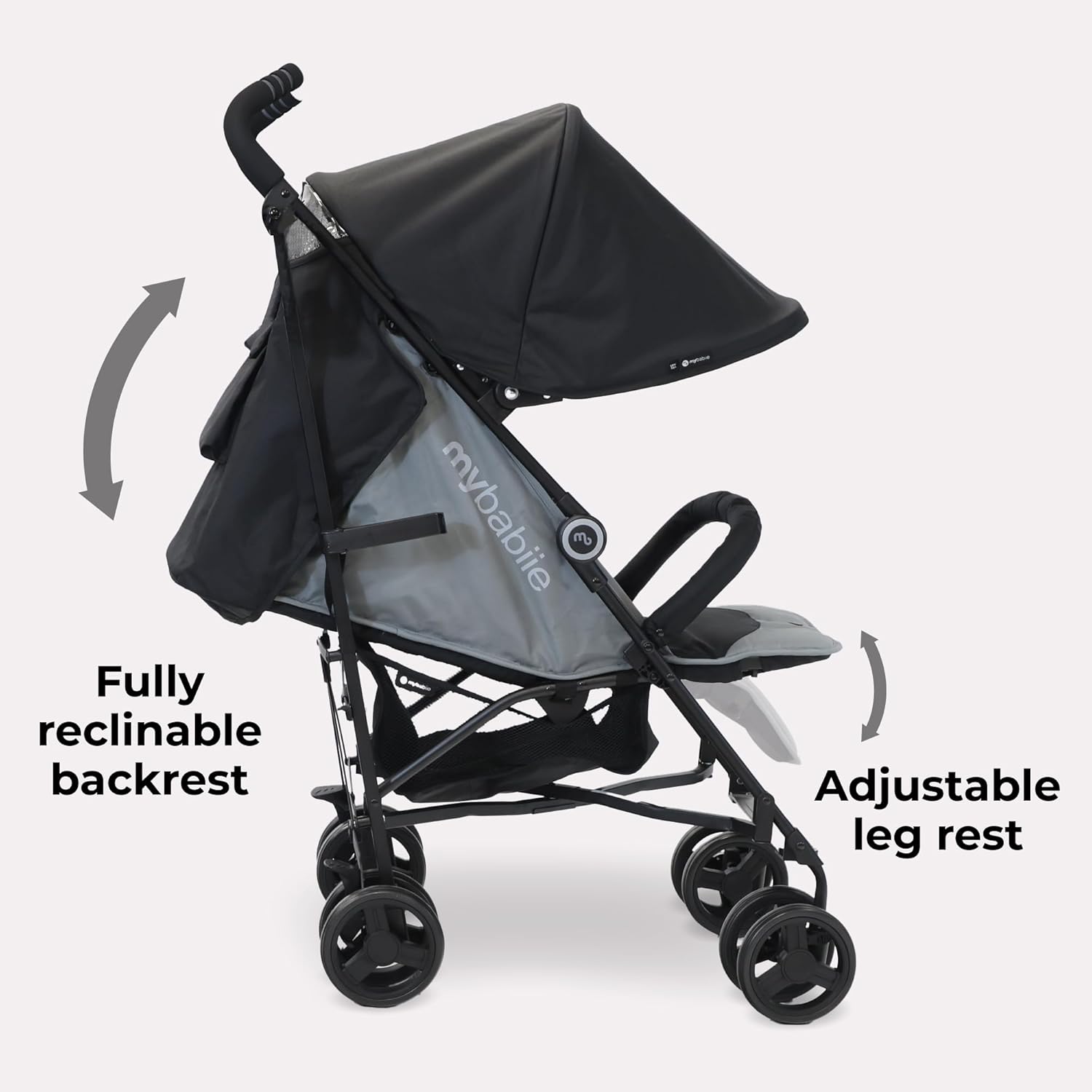 Stroller - from Birth to 4 Years (22Kg), Lightweight & Compact Umbrella Fold, Travel Buggy for Toddlers - Black & Grey