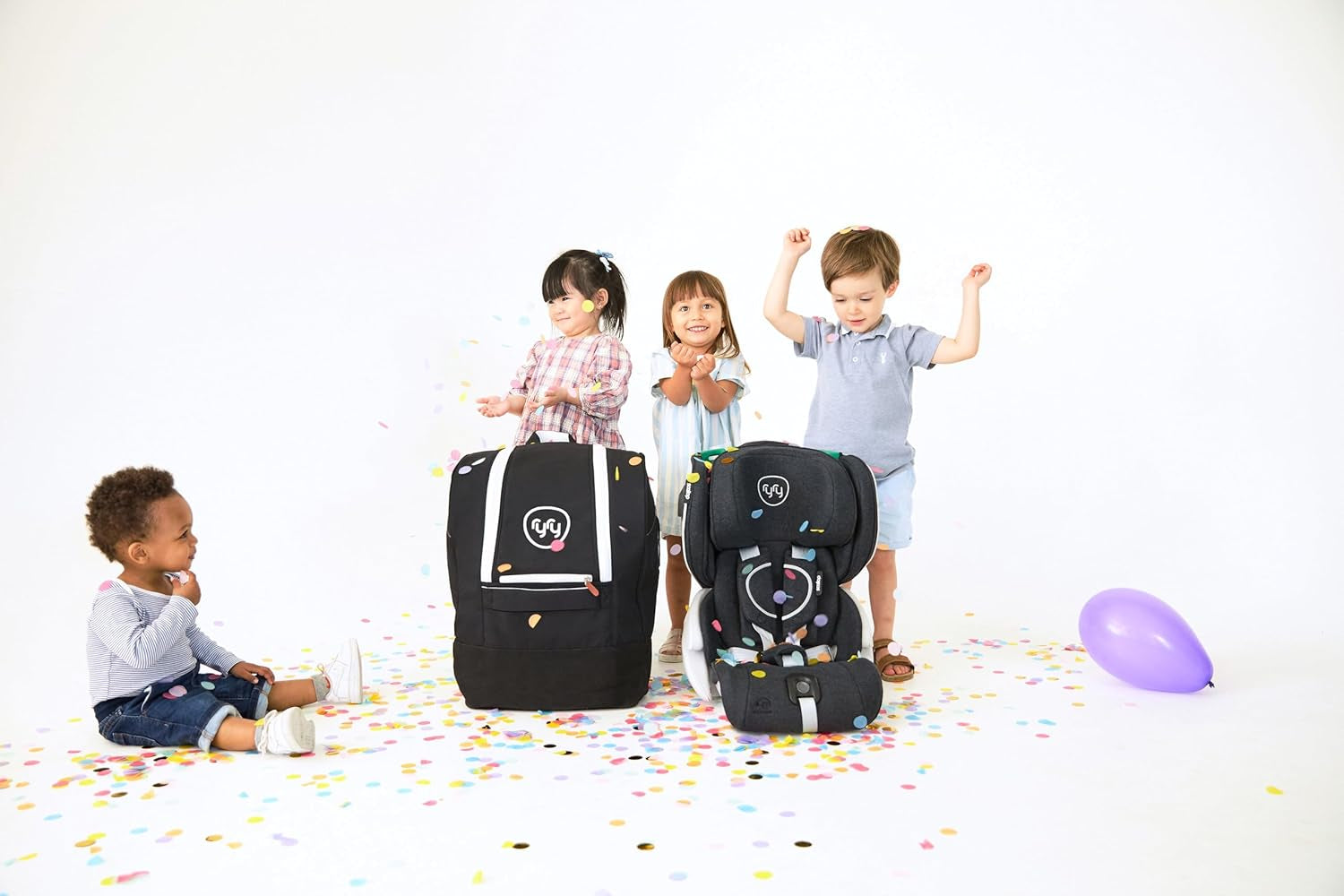 Ryry Scallop Foldable & Compact Toddler Car Seat with Travel Bag – Isofix/Top Tether/Seat Belt Fittings – 4 Color Options – for Kids 15 Months+ – Premium British Design